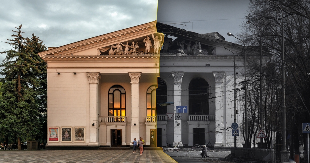 Драмтеатр -  до та після руйнації